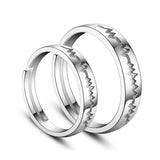 925 Sterling Silver Couple Rings Engraved Frosted and AAA Zircon Platinum Size (Adjustable) for Lovers