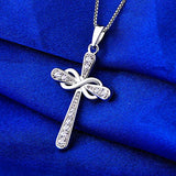 Cross Necklace 925 Sterling Silver Infinity Pendant Religious Jewelry Christian Baptism Gift