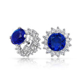 Cubic Zirconia AAA CZ Halo 1.25CT Round Solitaire Jacket And Stud Earrings For Women 925 Sterling Silver