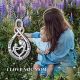 Sterling Silver Infinity Necklaces for Mom Gifts for Mother Women,Engraved ' I Love You Forever ' on the Pendant Charm