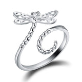 Hollow Carving Dragonfly Adjustable Rings