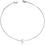 S925 Sterling Silver White Opal Ankle For Women Girls Gifts