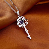 Fine Jewelry for Women Natural Gemstone Amethyst Sterling Silver Key Pendant Necklace