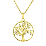 Tree Necklace 925 Sterling Silver Tree of Life Pendant Gemstone White/Rose Gold Plated Jewelry