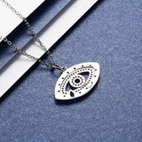 925 Sterling Silver Evil Eye Necklace - Blue Cubic Zirconia Evil Eye Pendant Jewelry Protection Gift for Girls Women