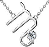 Zodiac Sign Necklace 925 Sterling Silver 12 Constellation Pendant & Rings Horoscope Astrology Jewelry Crystal Cubic Zirconia Birthday Gift