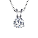 14K White Gold  Forever One CZ Pendant Necklace