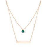 14K Rose Gold Plated Crystal Birthstone Necklace Bar Pendant