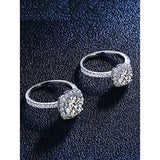 S925 Sterling Silver Halo  Moissanite Engagement Ring For Women