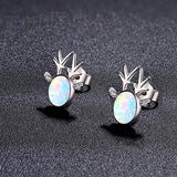 Deer Earrings Opal Deer Jewelry Fawn Stud Earrings for Women (A-Silver Deer Earrings)