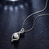 S925 Sterling Silver White Pearl Love Infinity Necklace Pendants for Women