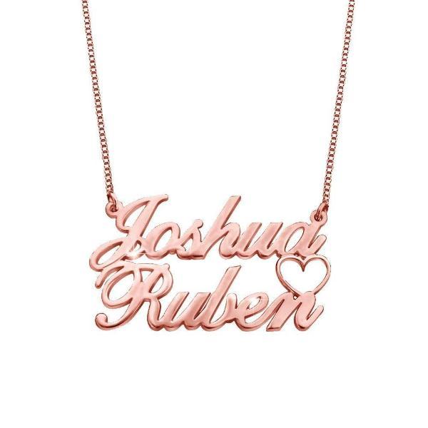 Personalized Double Names Necklace Cut Out Heart - 925 Sterling Silver OEM And Customization