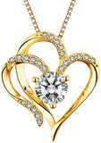 S925 Sterling silver Heart Necklace  Gold Plated Cubic Zirconia Pendant Necklaces for women