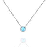 14K Gold Plated Round Created Opal Necklace