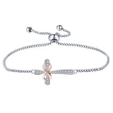 Cross Bracelet 925 Sterling Silver Infinity Sideways Bracelet Religious Jewelry Christian Baptism Gift