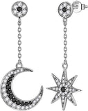 925 Sterling Silver Moon and star earring Jewelry Women Earring Cresent  Birthday Gift