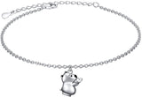 925 Sterling Silver Jewelry Dainty Adjustable bear and heart Bracelet Gift for Women and Girls