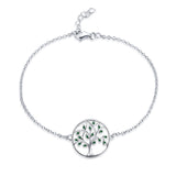 Created Emerald&Sapphire Purple Amethyst Tree Of Life Bracelet For Women 925 Sterling Silver Chain Link Bracelets