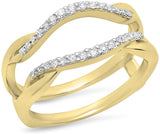 0.20 Carat (Ctw) 14K Gold Round Diamond Women Anniversary Wedding Band Protect Double Ring 1/2 CT