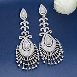 Women's 925 Sterling Silver CZ Art Deco Vine Tear Drop Chandelier Dangle Earrings Clear