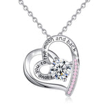 S925 Sterling Silver CZ Heart Pendant I Love You to The Moon and Back  Necklaces
