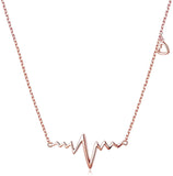 Heartbeat Necklace 925 Sterling Silver EKG Cute Life Line Heartbeat Love Cardiogram Necklace Gift for Women Girls,18