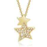 14K Yellow Gold Plated Sterling Silver Cubic Zirconia CZ Star Pendant Necklace Dainty Fine Jewelry