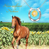 Sunflower Horseshoe Necklace S925 Sterling Silver Horseshoe Pendant Necklace for Women