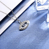 925 Sterling Silver Evil Eye Necklace - Blue Cubic Zirconia Evil Eye Pendant Jewelry Protection Gift for Girls Women