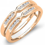 14k Gold Round 0.25 Carat (ctw)  Diamond Double Ring 1/4 CT For Women Anniversary Wedding Band Strengthen the guard