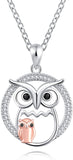 Mother Daughter Necklace Jewelry Sterling Silver Good Luck Wisdom Owl Pendant Necklace from Son Christmas Birthday Gift for Women Girl