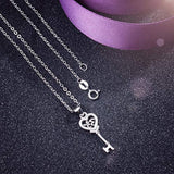 S925 Sterling Silver  key&heart Necklace Pendant for Women