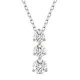 Round Crystal Dangle Necklace for Women 925 Sterling Silver Necklace with Three Round AAA Zircons Pendants