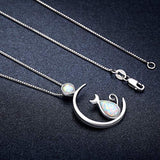 Cat Necklace, Cat Jewelry 925 Sterling Silver Cat Gift for Cat Lovers Cat Pendant Opal Necklace for Women