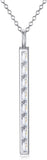 S925 Sterling Silver Crystal Birthstone Vertical Bar Pendant Necklace Jewelry Gifts for Women Teen Girls Birthday