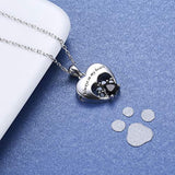 925 Sterling Silver Paw print with CZ urn necklace- Memorial Ash Pendant Urn Necklace for Dog Cat Women Remembrance Keepsake Gift for Loss of Loved Furry Friend