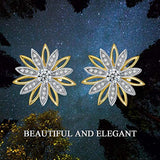 925 Sterling Silver Lotus Flower Stud Earring with Cubic Zirconia Earrings for Women