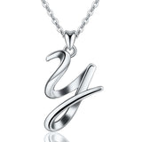 S925 Sterling Silver Necklace 26 Letters Alphabet Charm Pendant