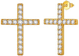Cross Earrings Mens 925 Sterling Silver Crosss Drop/Studs/Clip on Earring 18K Gold/Rose Gold/Black Gun Plated Christian Jewelry Black/Blue Christmas Gift