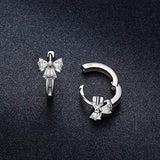 925 Sterling Silver Cute Bow Tie Small Hoop Earrings Crystal Huggie Hoop Earrings Ideal Gift For Women