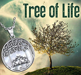Sterling Silver Necklace Cat Tree of Life Pendant with Mother-of-pearl Family Spiritual Mother's Day Jewelry Gift for Mon Women Girls