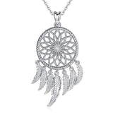 S925 Sterling Silver Dreamcatcher-multi-feather Necklace Pendant For Women