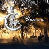 925 Sterling Silver Love Moon Unicorn  Necklaces Jewelry for Women Girls