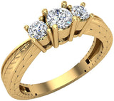Through Past Present and Future Three Stone Anniversary Ring Diamond Engagement Ring 14K Gold (Color I,Clarity I1)