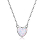 Heart White Opal Necklace 