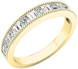 0.30 Carat (ctw) 14K Gold Rectangle & Round Diamond For Women Wedding Stackable Band 1/3 CT