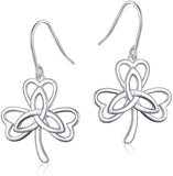 S925 Sterling Silver Celtic Knot Earrings for Women Irish Good Luck Drop Dangle Hook Earrings