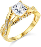 14k Yellow OR White Gold Princess Square in Wedding Engagement Ring For Lovers