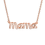 Mama Name Plate Talk Word Station Pendant Necklace For Mother For Women 925 Sterling Silver Or Rose Gold Plated Silver