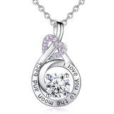 S925 Sterling Silver CZ Heart Pendant I Love You to The Moon and Back Infinity Necklaces